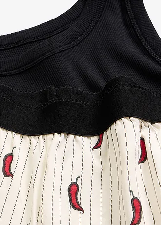 Pyjashort avec top côtelé • noir imprimé • Boutique bonprix