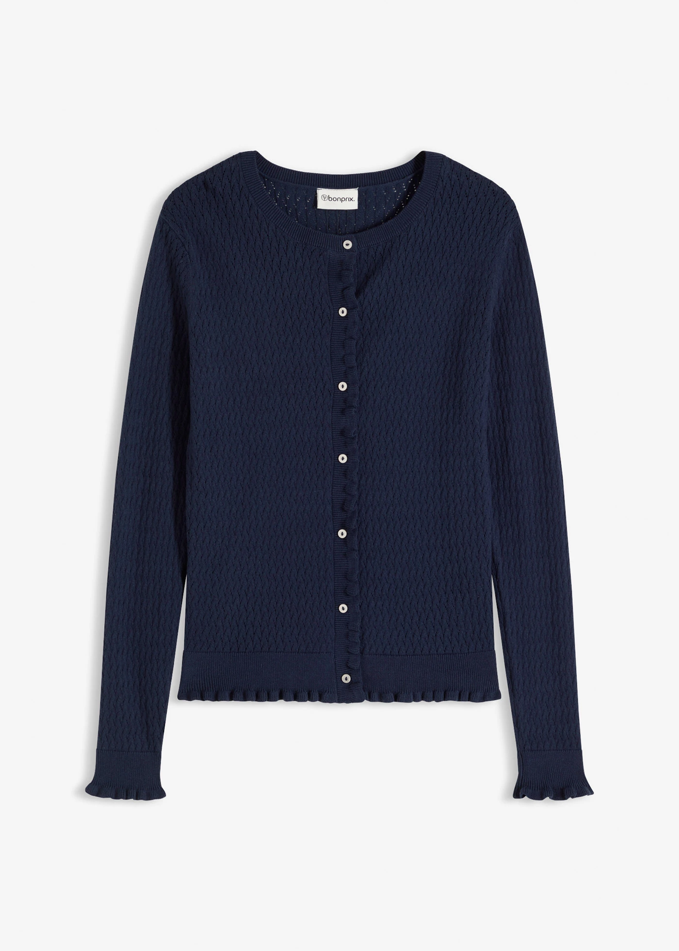 Gilet en maille ajourée • bleu foncé • Boutique bonprix