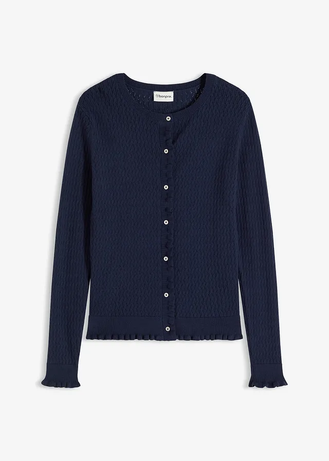 Ajour vest van een katoenmix • donkerblauw • bonprix online shop