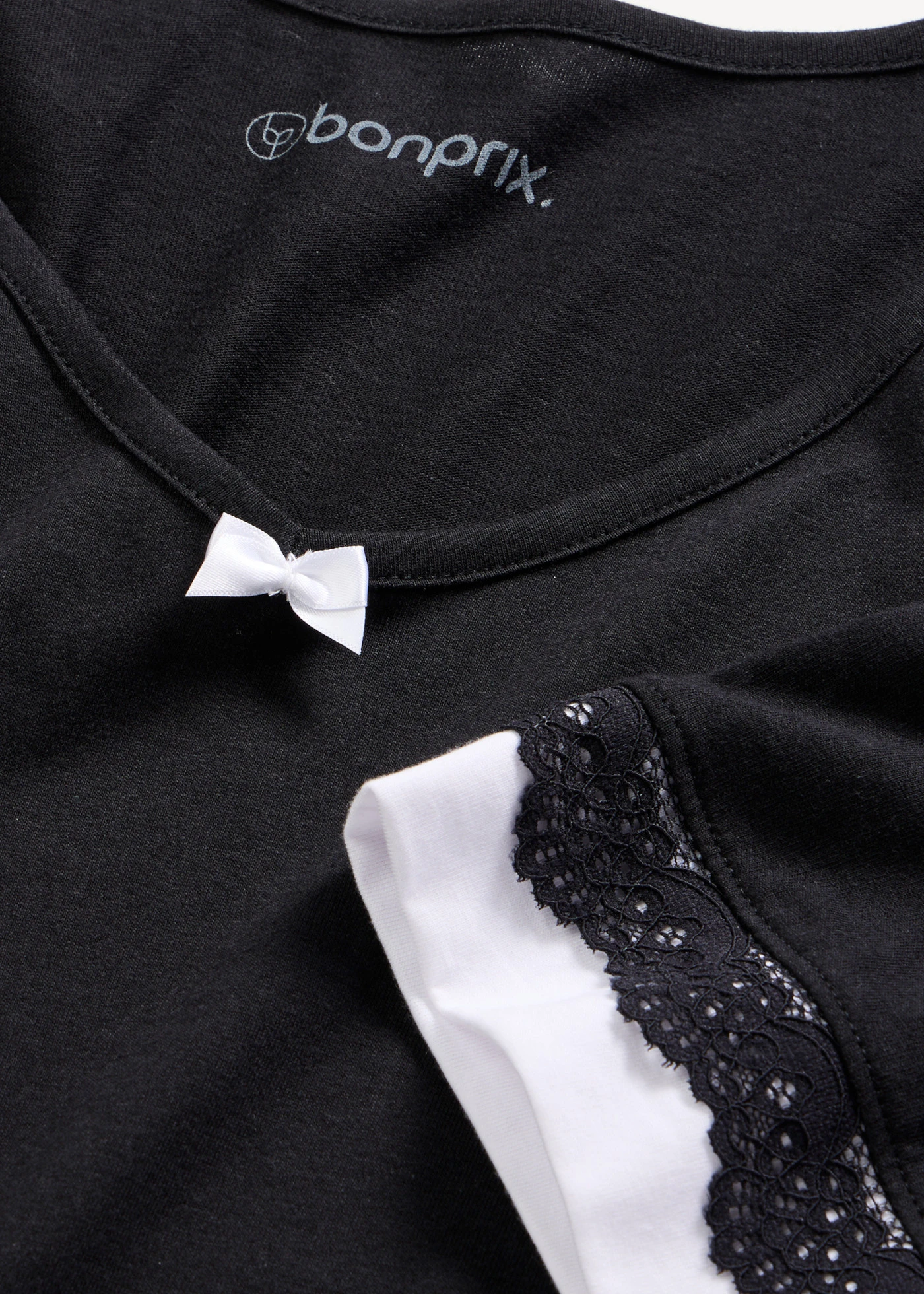 Cămașă de noapte din amestec moale de viscoză • negru/alb • magazin bonprix