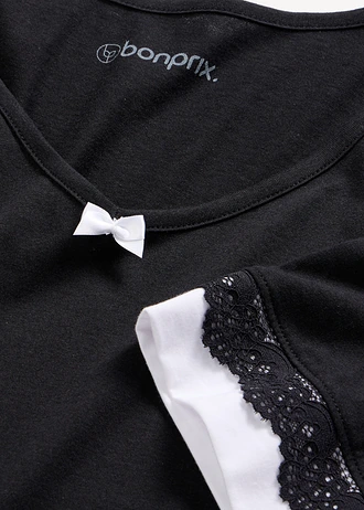 Koszula nocna z miękkiej mieszanki wiskozy • czarno-biały • sklep bonprix