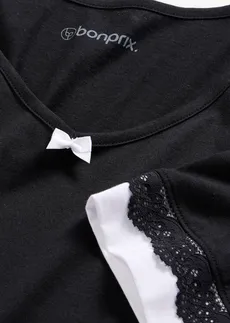 Nočná košeľa z jemného viskózového mixu • čierna-biela • obchod bonprix