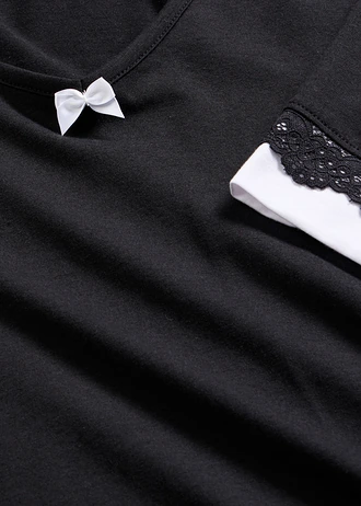 Pijama scurtă din material cu viscoză • negru/alb • magazin bonprix