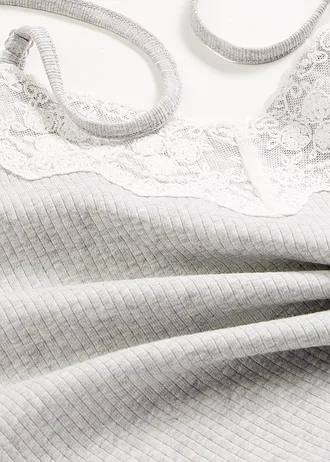 Nuisette en coton côtelé • gris clair chiné-blanc • Boutique bonprix