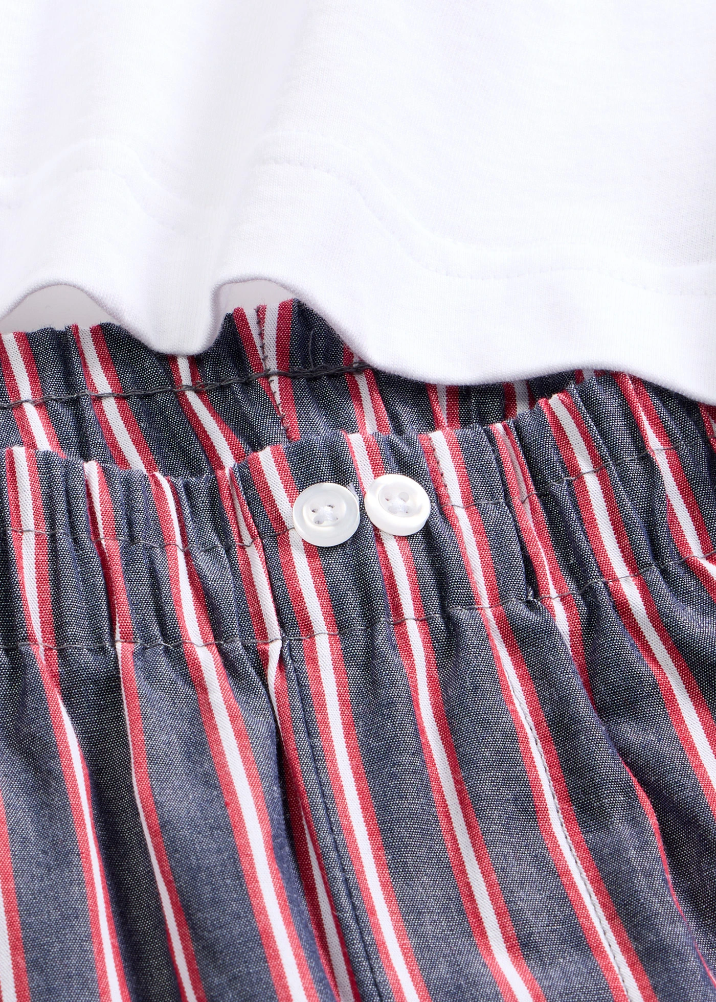 Pijama cu pantaloni țesuți • alb-albastru marin cu dungi • magazin bonprix