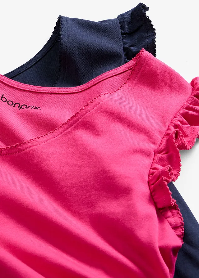 Lot de 2 chemises de nuit courtes 100% coton • fuchsia+bleu foncé • product-page.page-title-suffix