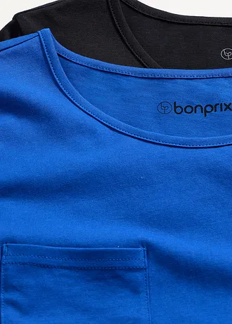 Bawełniana krótka koszula nocna (2 szt.) • ciemnoniebieski+czarny • sklep bonprix