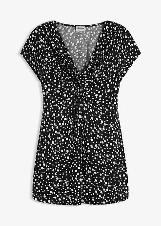 Shirt in een viscosemix • gestipt zwart/wit • bonprix online shop