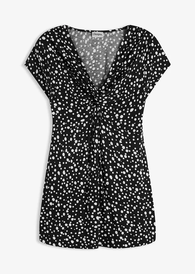 Shirt in een viscosemix • gestipt zwart/wit • bonprix online shop