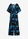 Jersey jumpsuit, Kleur: zwart/blauwpetrol gedessineerd