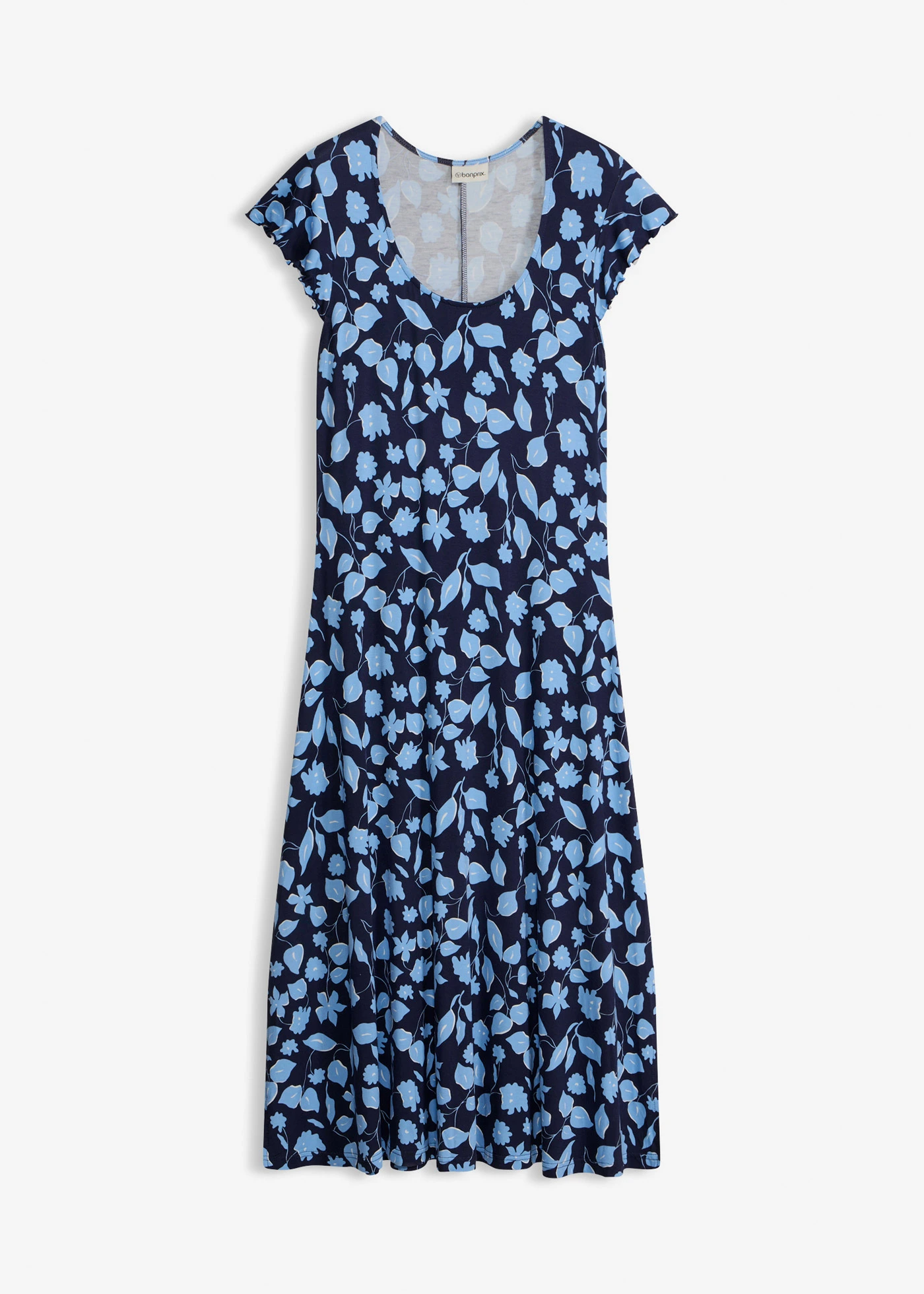 Gebloemde jersey jurk in een zachte viscosemix • donkerblauw/lichtblauw gebloemd • bonprix online shop