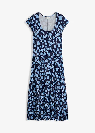 Robe imprimée en jersey viscose • bleu foncé-bleu clair floral • Boutique bonprix