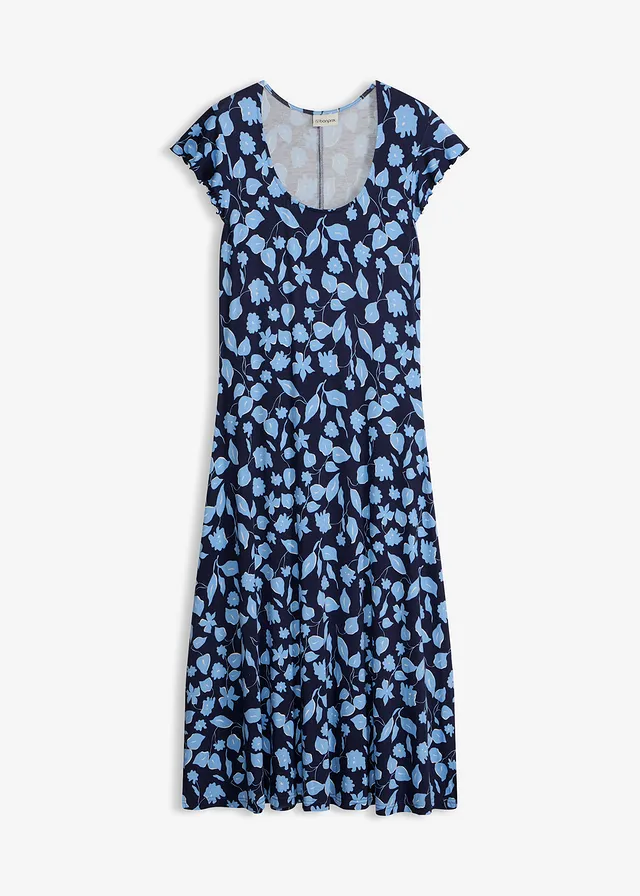 Robe imprimée en jersey viscose • bleu foncé-bleu clair floral • Boutique bonprix