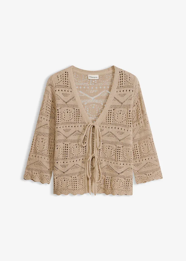Gilet en maille ajourée à nouer