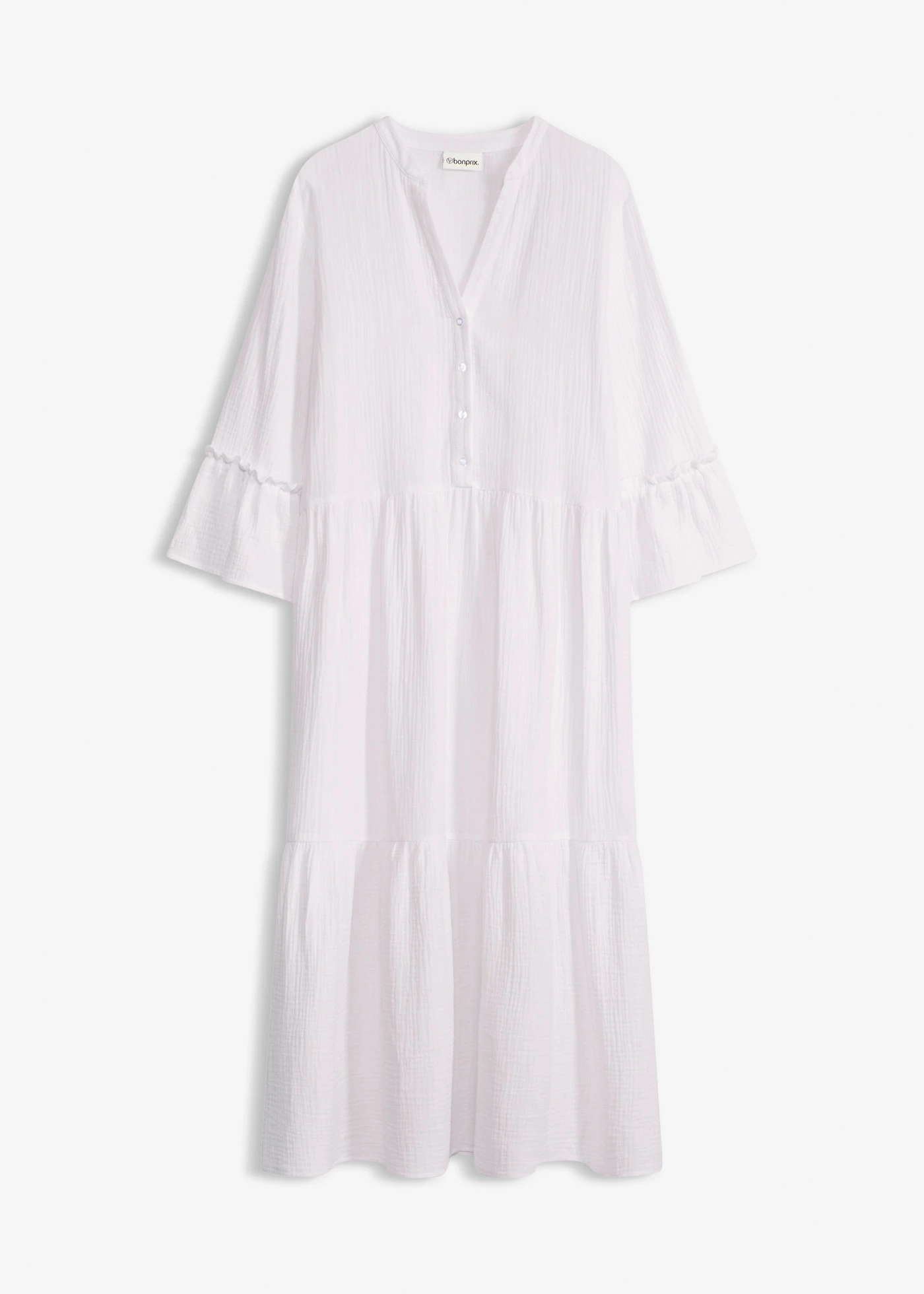 Robe longue en gaze de coton douce • blanc • Boutique bonprix