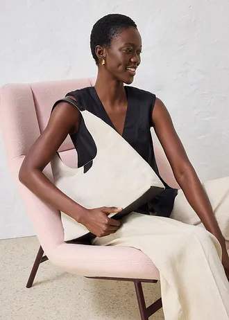 Buideltas met linnen • ecrubeige-zwart • bonprix online shop