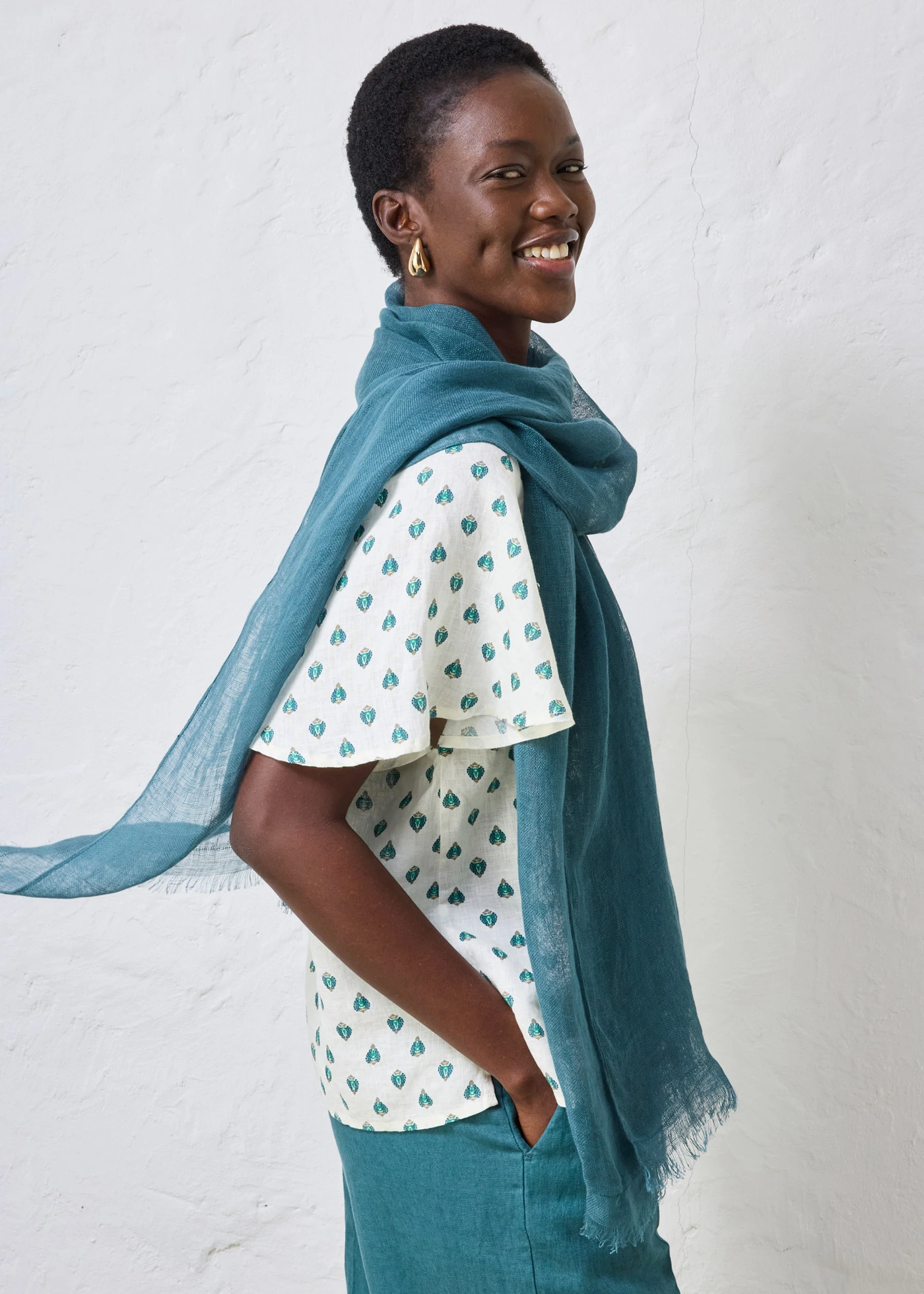 Foulard estival en lin • vert poivre • Boutique bonprix