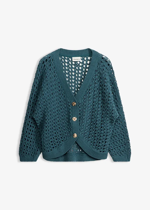 Ajour vest van puur katoen • pepergroen • bonprix online shop