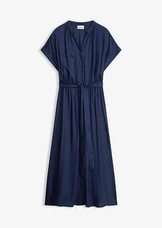 Robe-chemise en viscose fluide, Couleur: bleu foncé
