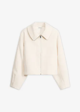 Gevoerde oversized jas, Kleur: wolwit