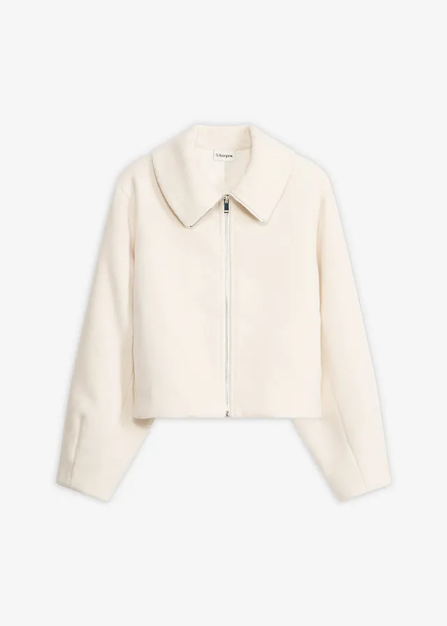 Gevoerde oversized jas, Kleur: wolwit