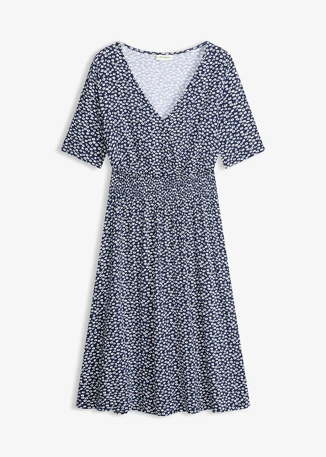 Rochie din jerse din amestec cu viscoză • bleumarin floral • magazin bonprix