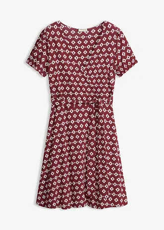 Robe en jersey viscose, Couleur: rouge érable-blanc imprimé