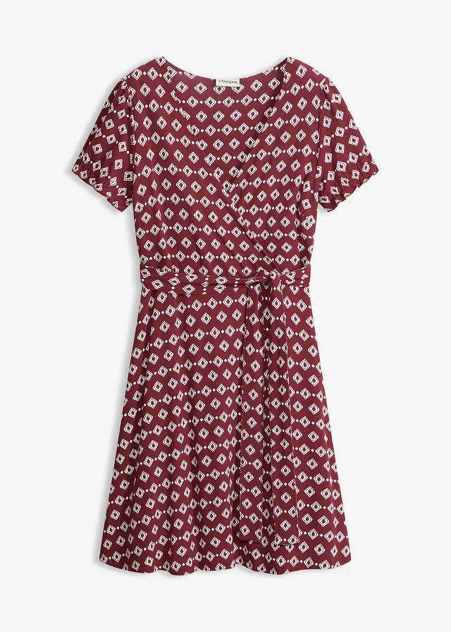 Jersey jurk in een viscosemix • esdoornrood-wit met print • bonprix online shop