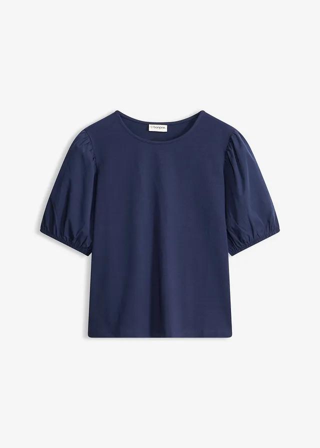 Shirt met ballonmouwen, Kleur: donkerblauw