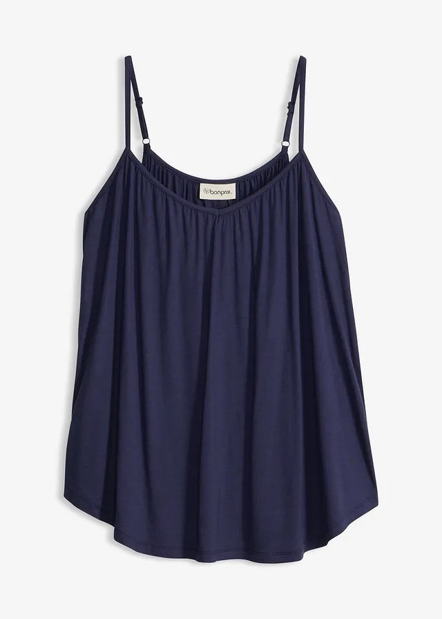 Top cu bretele subțiri, din viscoză fluidă • bleumarin • magazin bonprix