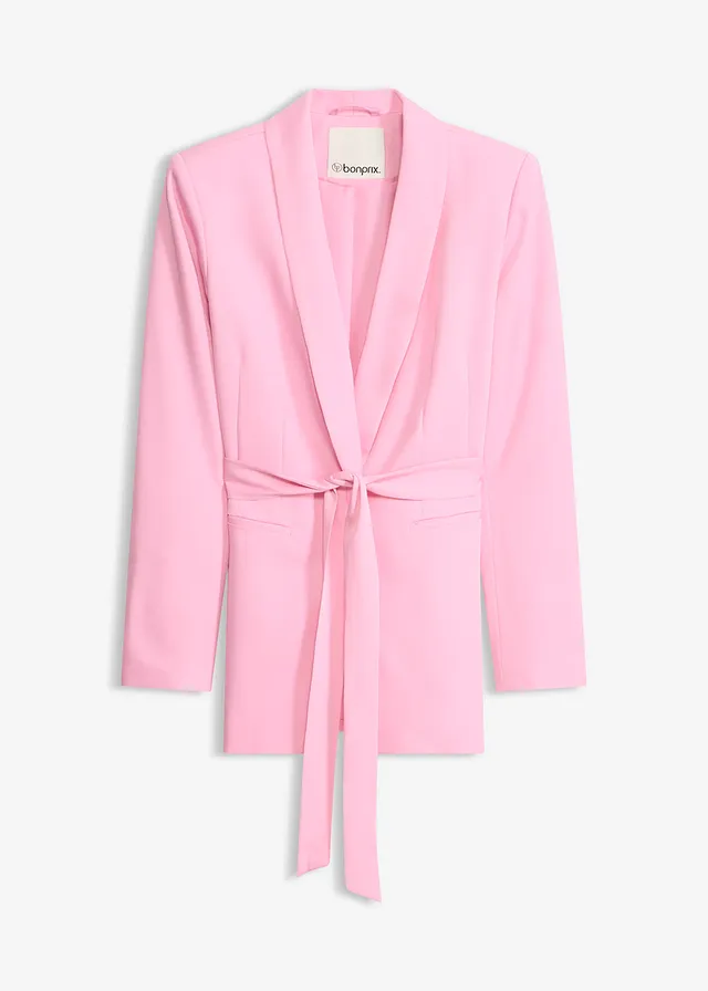 Blazer met ceintuur • roze • bonprix online shop