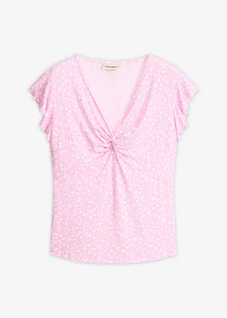 Blouse en jersey viscose extensible • rose-blanc floral • Boutique bonprix