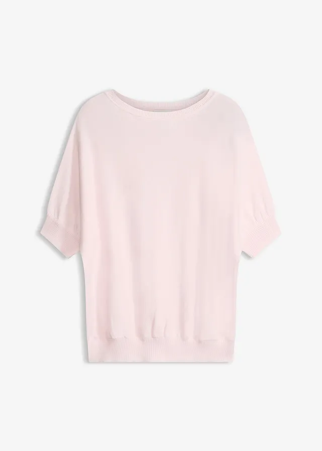 Pull en fine maille de coton mélangé, Couleur: rose clair