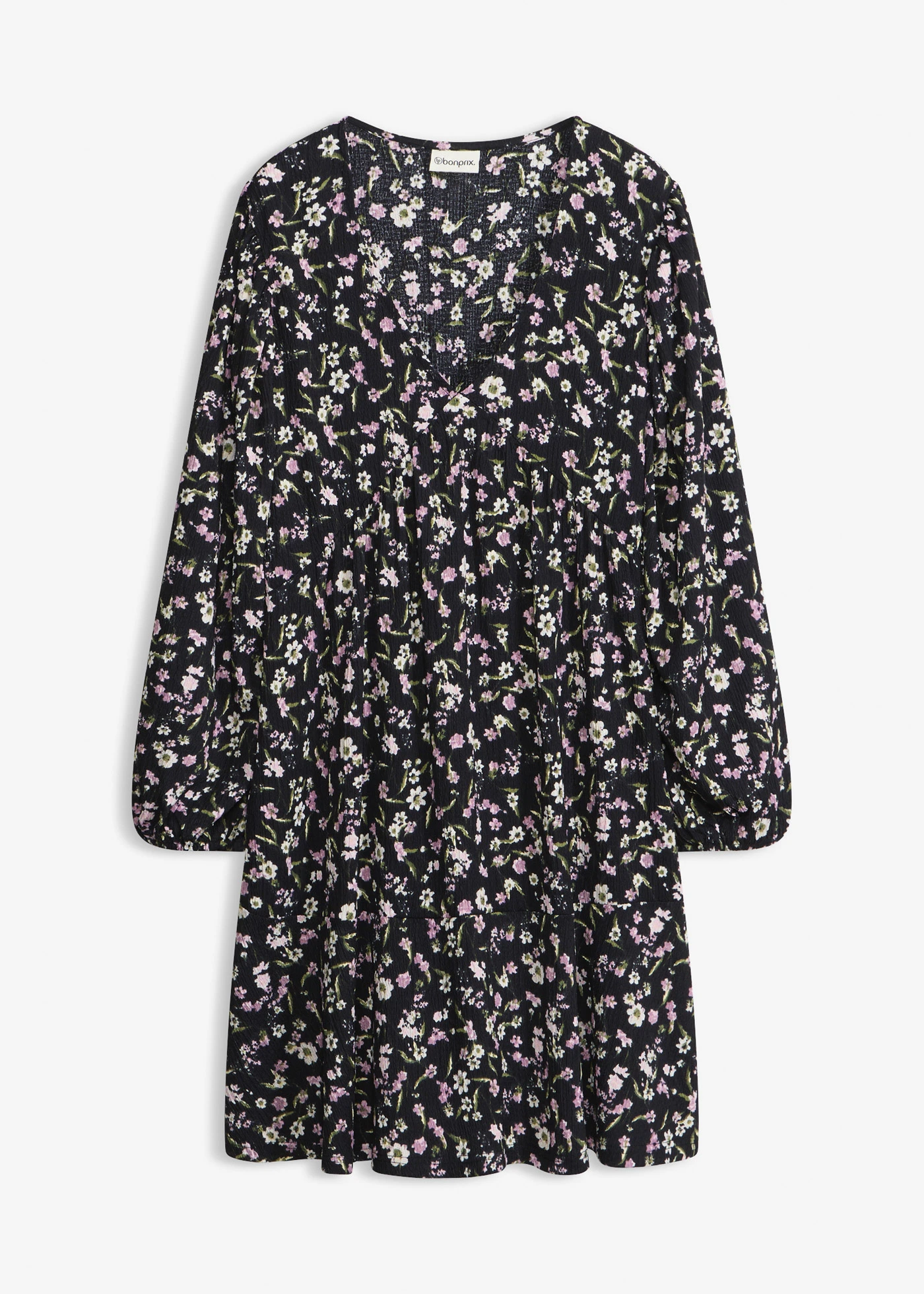 Tunikové šaty • čierna kvetovaná • obchod bonprix