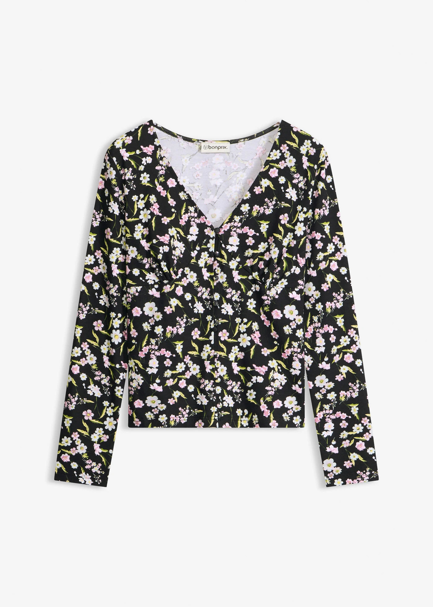 T-shirt manches longues en coton extensible • noir • Boutique bonprix