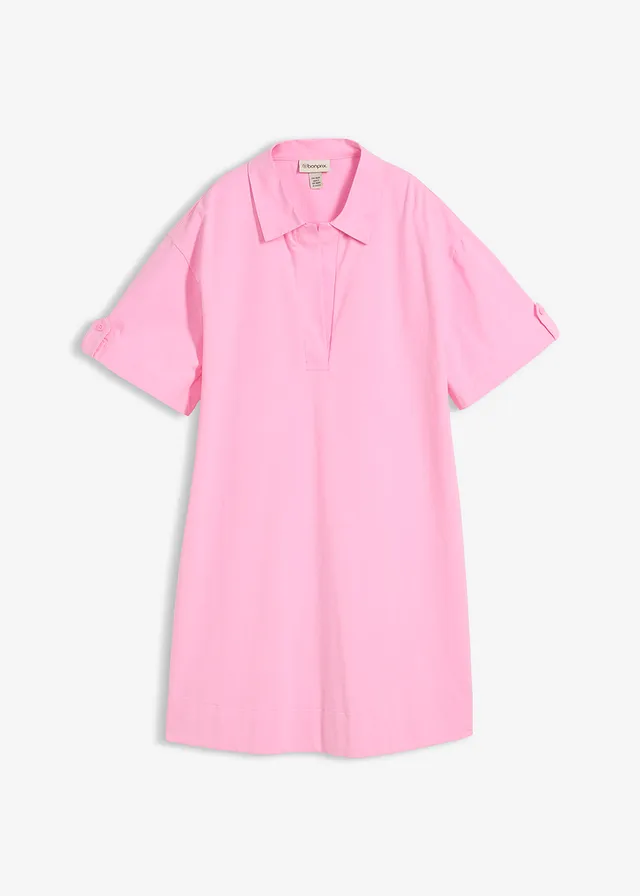 Overhemdjurk van een elastische katoenmix • roze • bonprix online shop