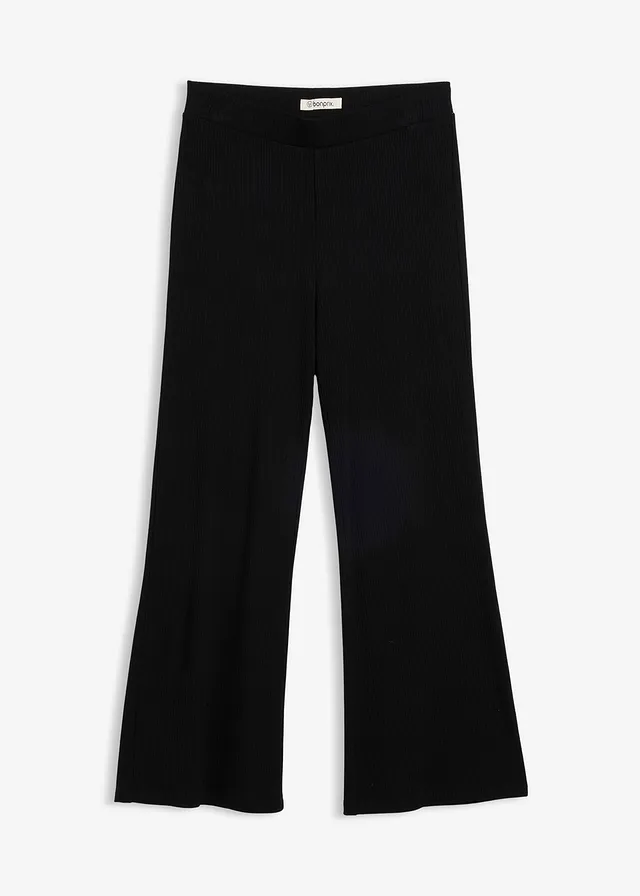 Cropped geribde legging van viscose mix • zwart • bonprix online shop