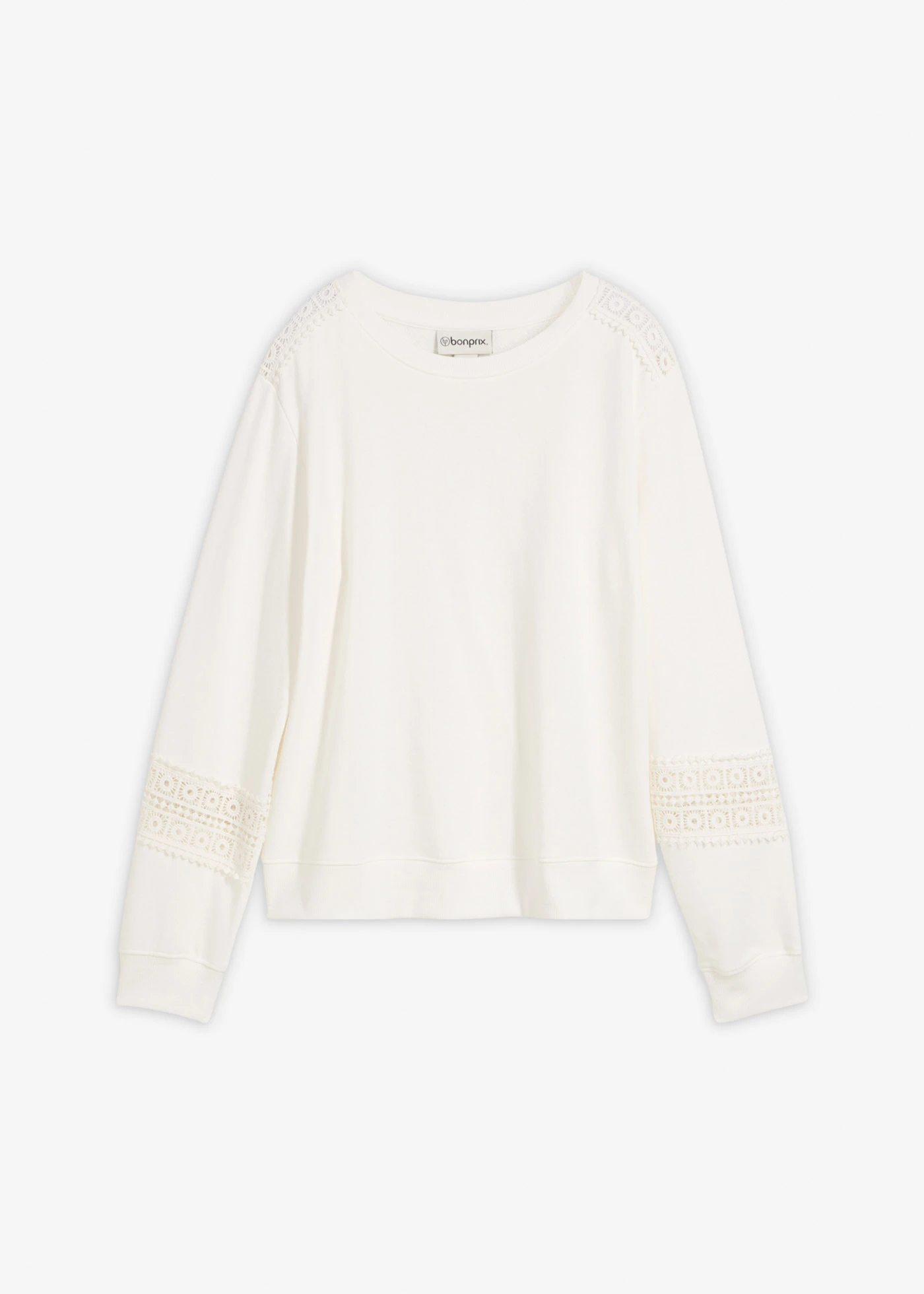 Sweat avec détails crochet • ecru • Boutique bonprix