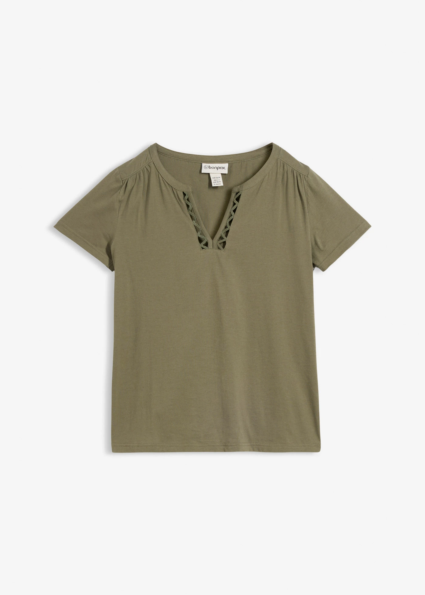T-shirt à encolure originale • olive • Boutique bonprix