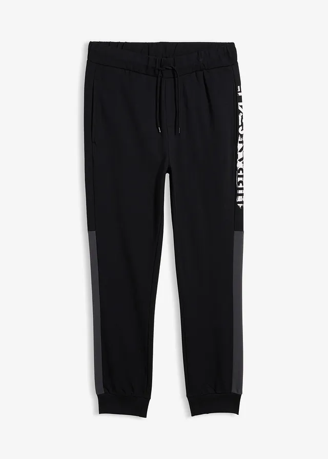 Pantaloni sport poliester reciclat • negru/gri închis • magazin bonprix