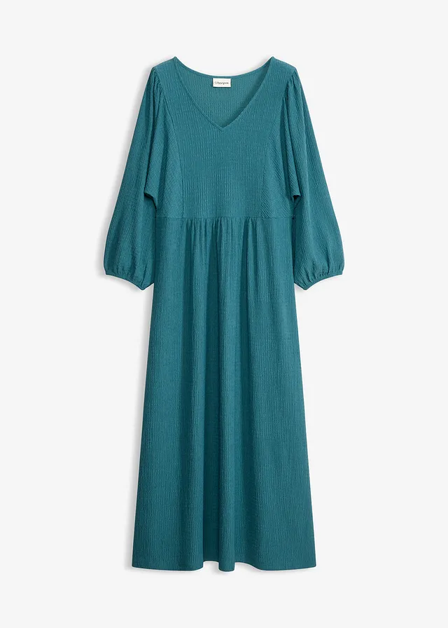 Robe midi en jersey texturé • vert poivre • Boutique bonprix
