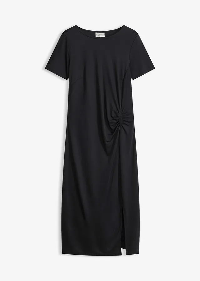 Jersey jurk van een viscosemix, Kleur: zwart