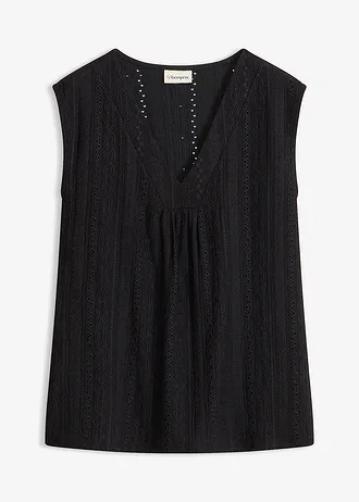 Top en broderie anglaise • noir • Boutique bonprix