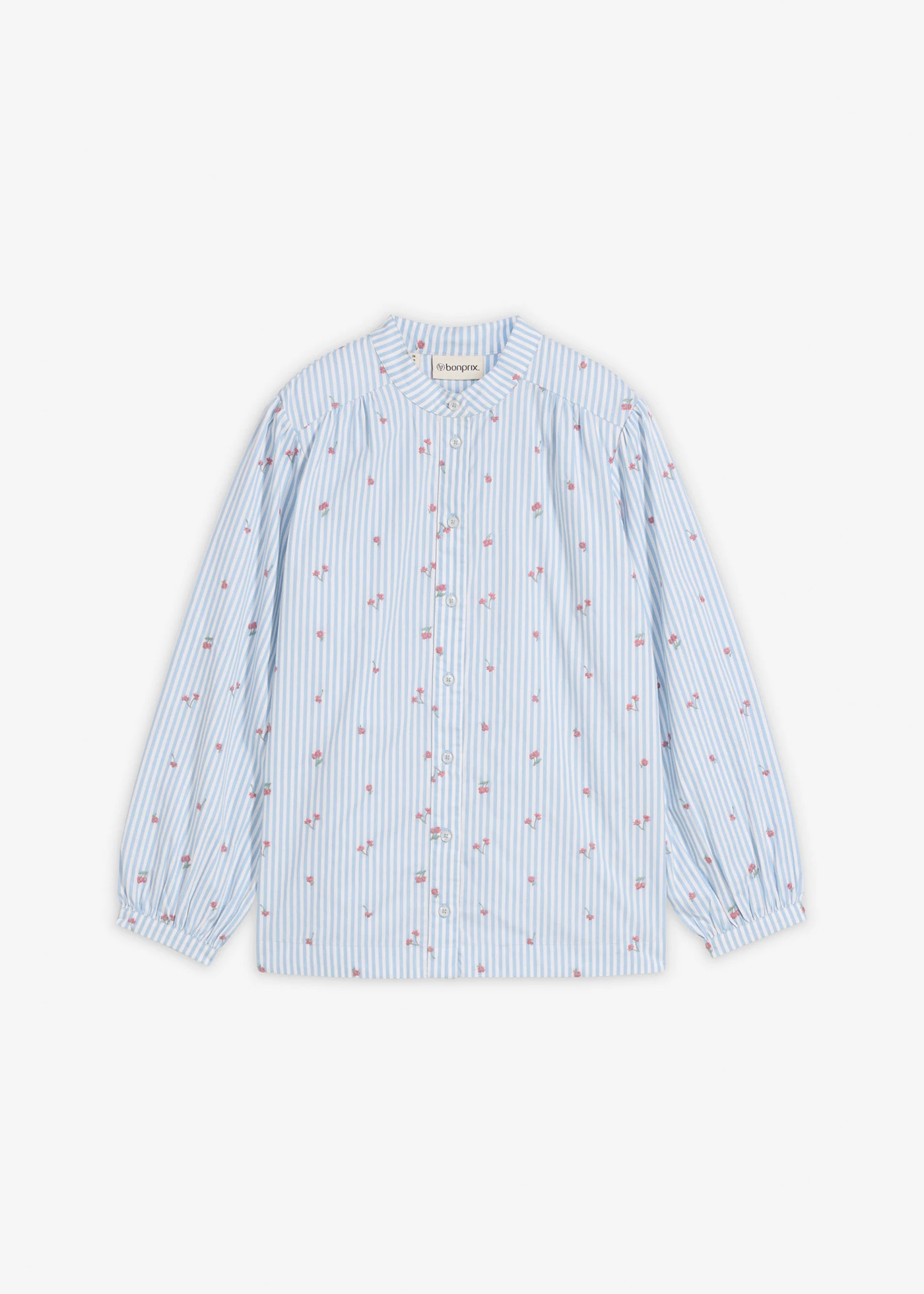 Chemisier coton à manches 7/8 • bleu clair-blanc rayé • Boutique bonprix