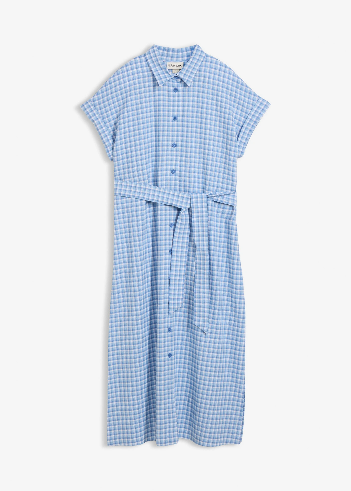 Rochie tip cămașă din mix de in • albastru arctic-bleu-alb • magazin bonprix