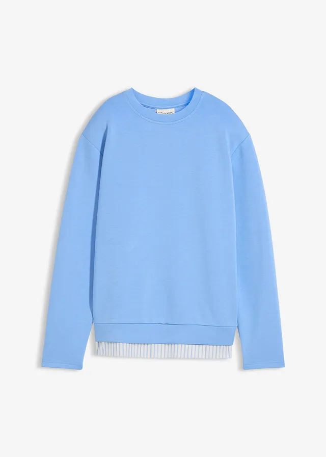 Bluză casual cu viscoză • albastru mediu + ecru • magazin bonprix