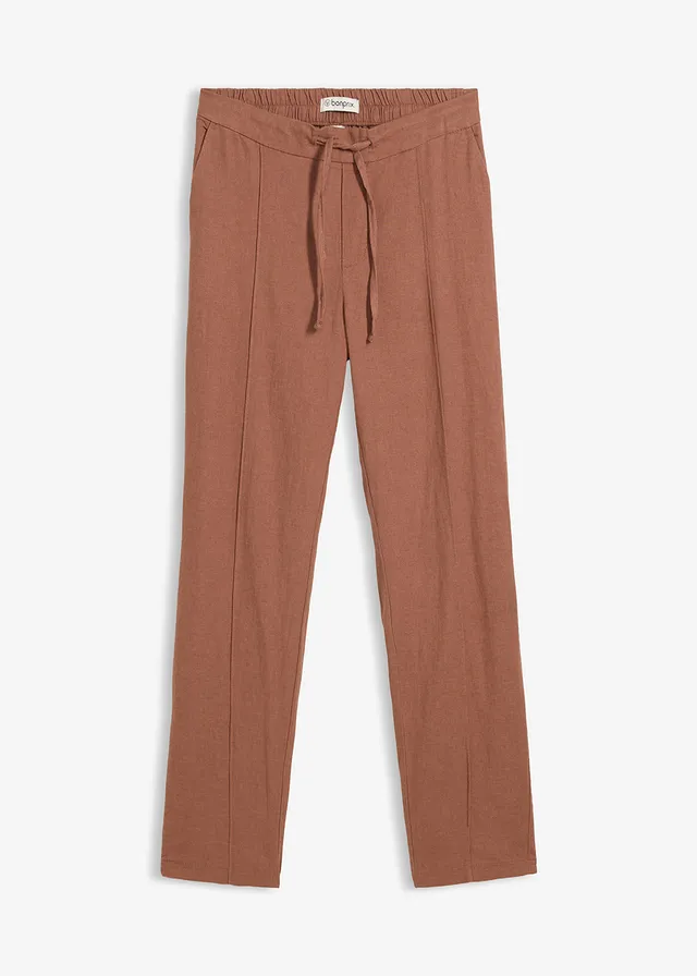 Broek van een linnen-viscose mix