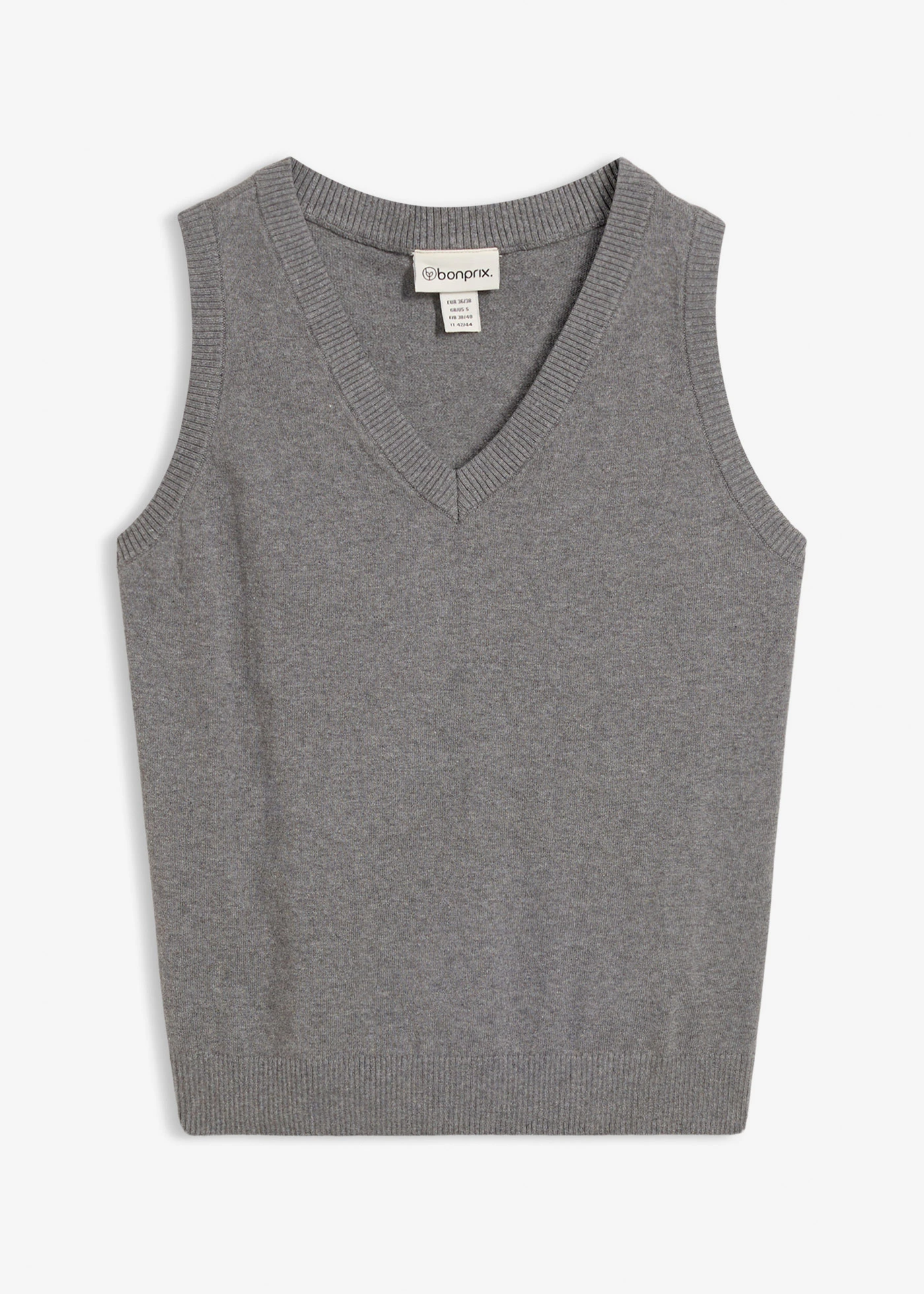 Vestă tricotată din bumbac organic 100% • gri melanj melanj • magazin bonprix