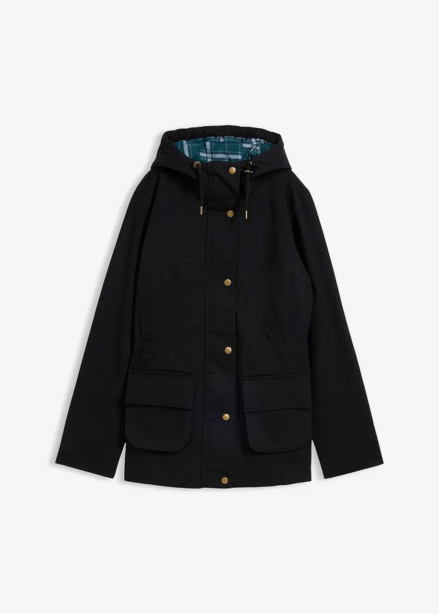Veste déperlante avec doublure à carreaux • noir • Boutique bonprix