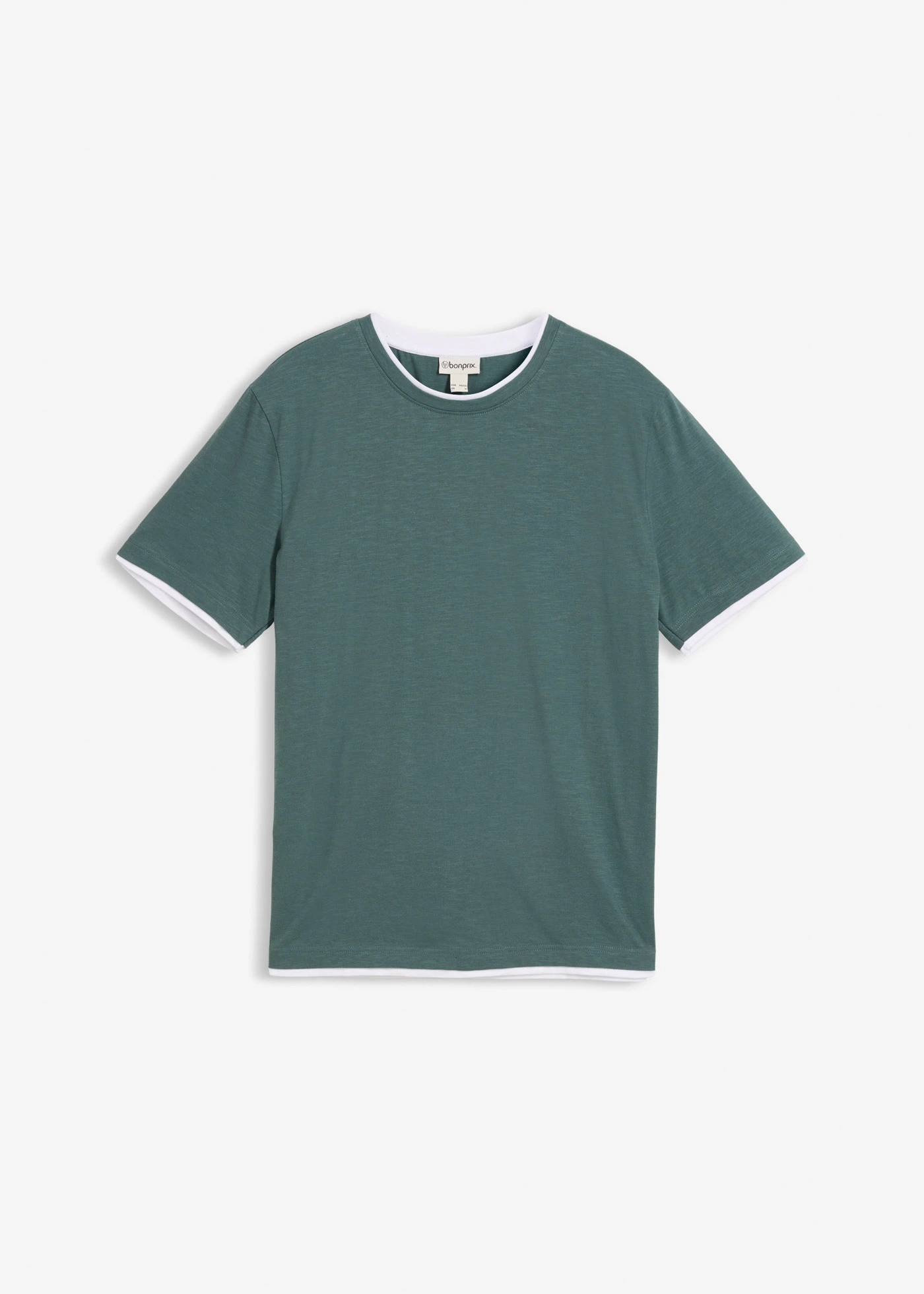 T-shirt aspect 2en1 en fil flammé • gris vert • Boutique bonprix
